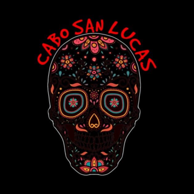 Niche Skull Island Mod Art  Cabo San Lucas Mexico Souvenir Sugar Skull Design by LailaLittlerwm