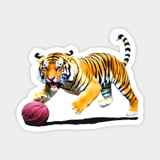 Tiger Playing with Ball of Yarn Magnet