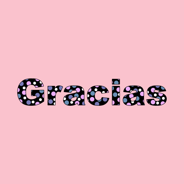 Thank you, with colored letters with dots in Spanish language by magenta-dream