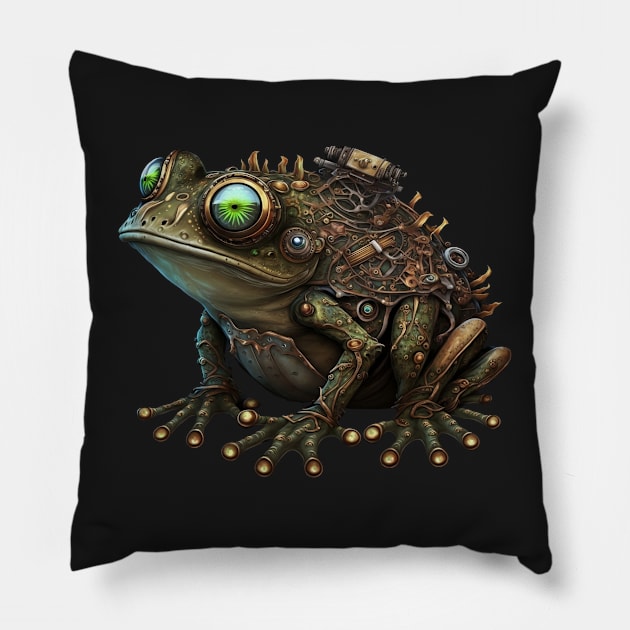 Steampunk Frog Pillow by soulfulprintss8