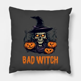 Bad Witch, Happy Halloween trick or treat Pillow