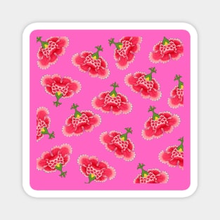 Chinese Vintage Pink and Red Flowers with Pink- Hong Kong Traditional Floral Pattern Magnet