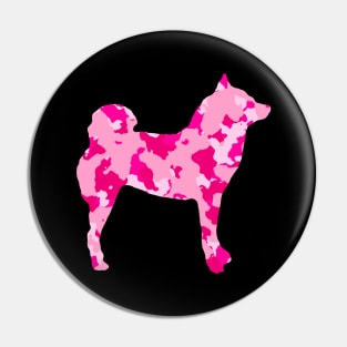 Lilly the Shiba Inu Silhouette - Pink Camo on Black Pin