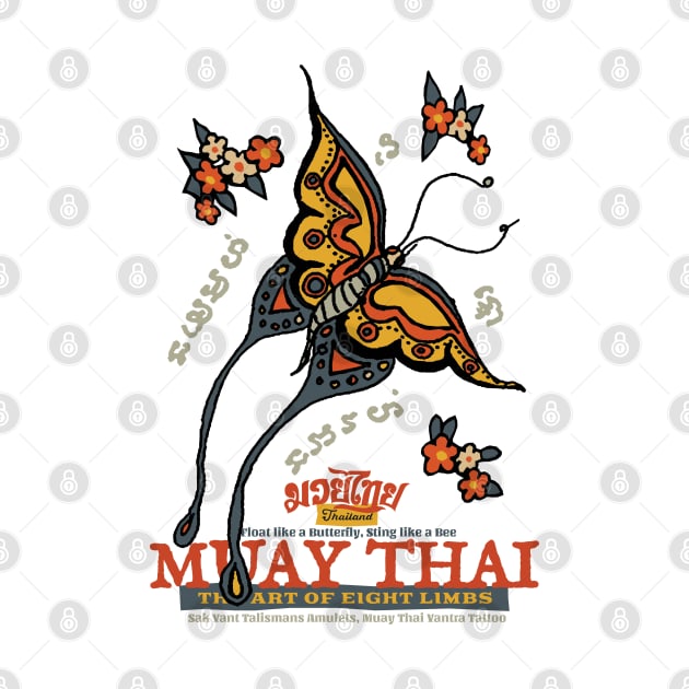 Muay Thai Sak Yant Butterfly Tattoo by KewaleeTee