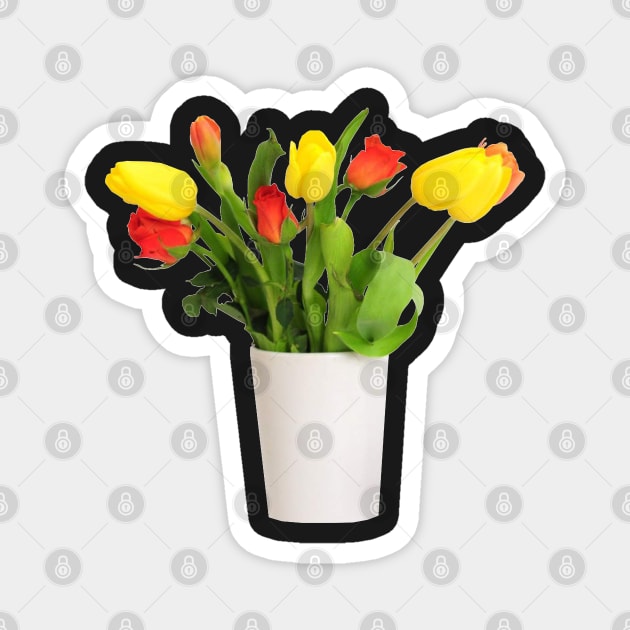Yellow Tulips and Red Roses Magnet by DesignMore21