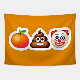 🍊💩🤡 Sticker- White - Front Tapestry