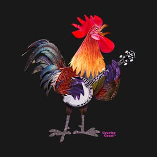 Rooster playing Banjo and Sining for Hens T-Shirt