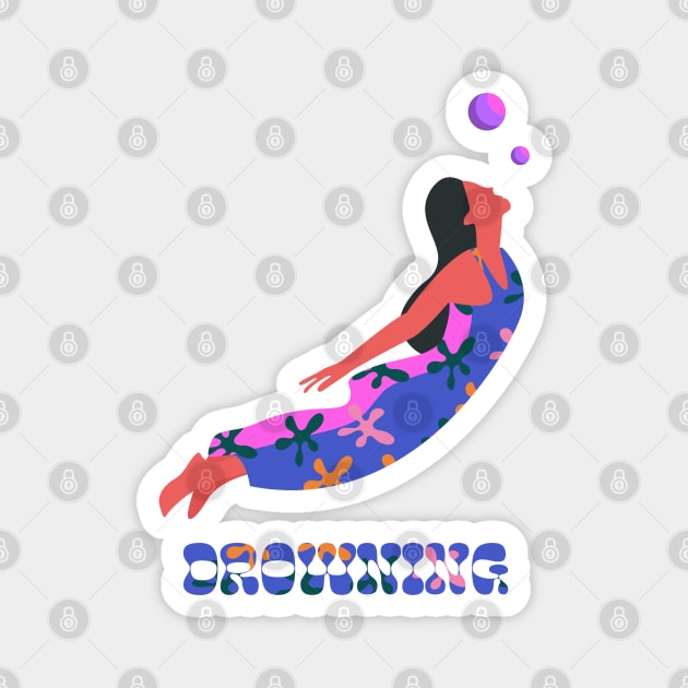 Drowning Girl Magnet by technicolorable