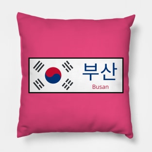 Busan City in South Korea written in Hangul Pillow