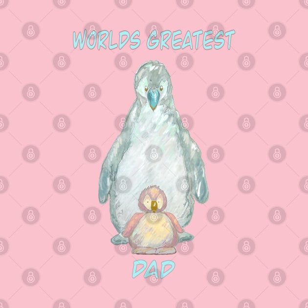 World’s Greatest Dad-cute baby penguin and  daddy penguin. by Peaceful Pigments