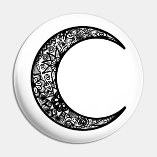 Black Henna Crescent Moon Pin