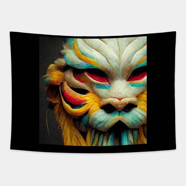 Lion Mask Tapestry by ArkMinted