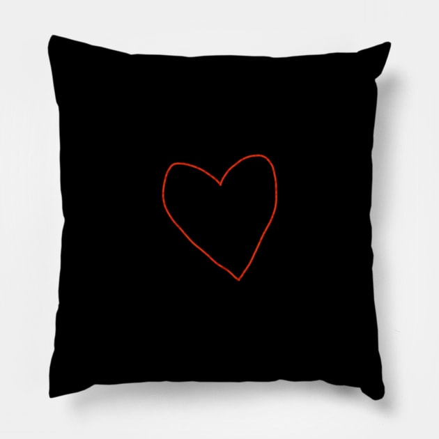 Small Red Heart Valentine Line Pillow by ellenhenryart