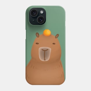 Sitting Capybara with an Orange Hat Phone Case