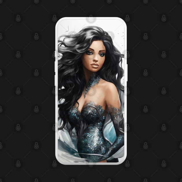 Beautiful Black Mermaid in Phone by MGRCLimon