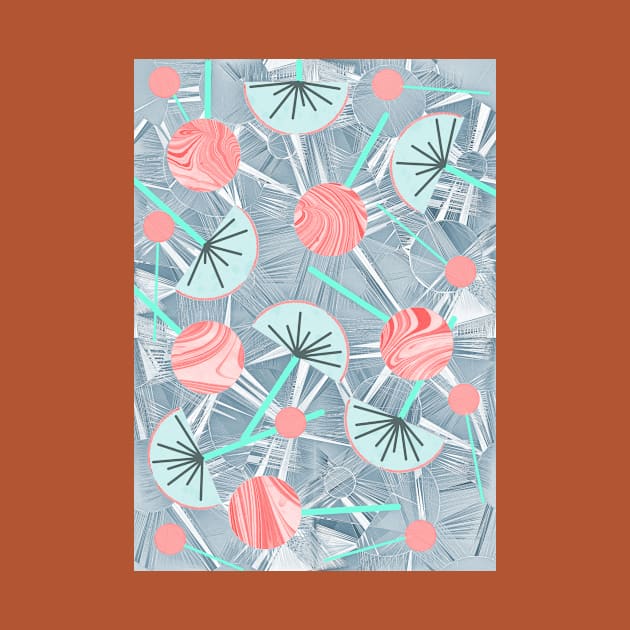 Vintage Geometric Flowers, Kimono,Cocktail  Abstract Pattern #2 by MarbleCloud