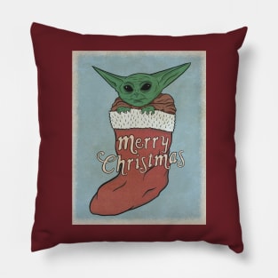 Space Baby Christmas Vintage Postcard Pillow