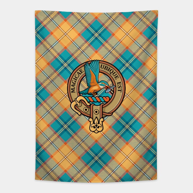 Kingfisher Crest over Tartan Tapestry by sifis