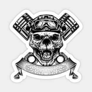 Dog Skull Biker Piston Motorcycle Magnet