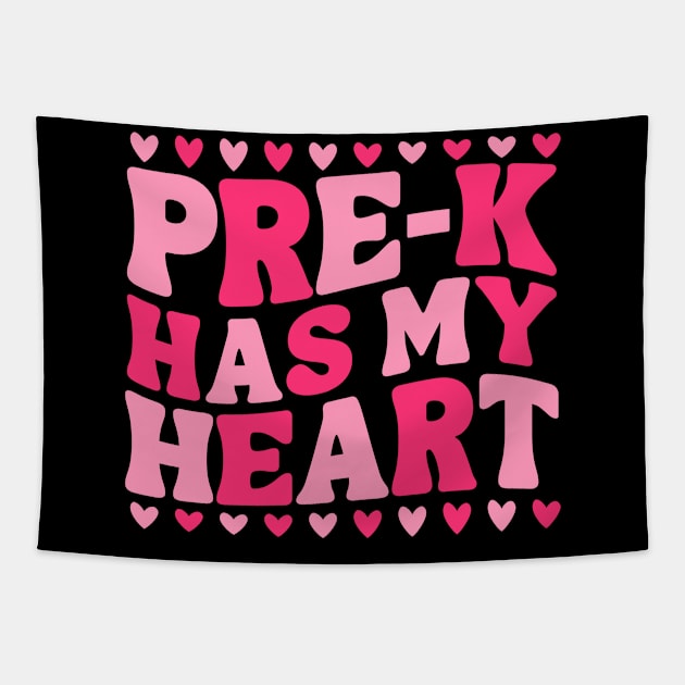 Cute Pre-k Has My Heart Funny Pre-k teacher Education Preschool heart Tapestry by weirdboy