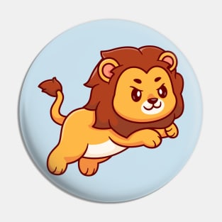 Cute Lion Jumping Cartoon Pin