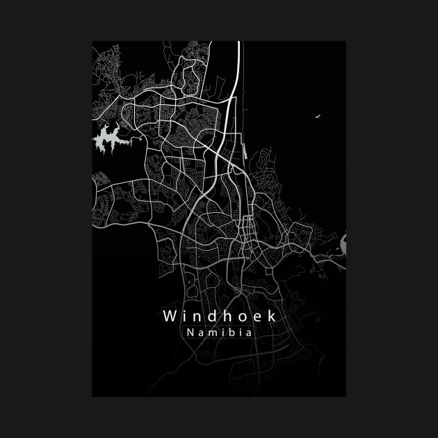 Windhoek Namibia City Map dark by Robin-Niemczyk