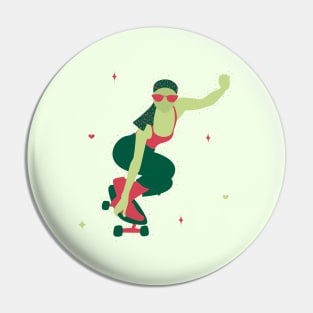 Green Skater Girl Pin