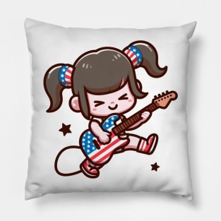 A Whimsical Tribute to American Culture in Cartoon Style T-Shirt Pillow