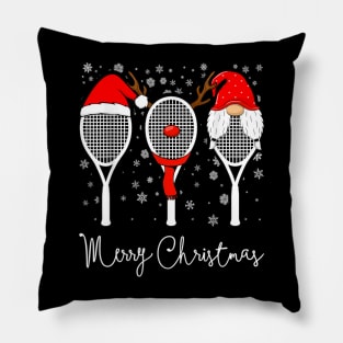 Tennis Racket Wearing Xmas Hat Christmas Tennis Racket Lover Pillow