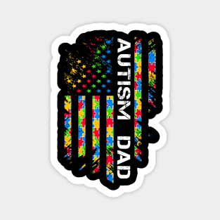 Autism Dad Awareness American Flag USA Magnet