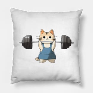 gym cat weightlifting Pillow