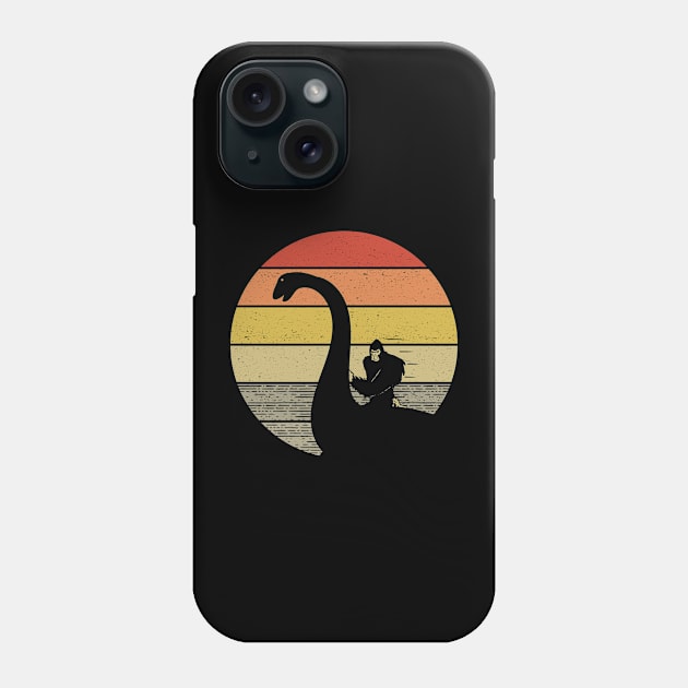 Bigfoot Riding A Unicorn Retro Vintage Sunset Phone Case by Tesszero