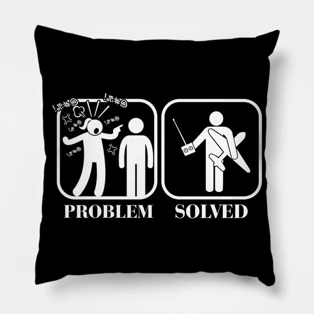 RC Radio Controlled Planes Problem Solved Pillow by zellaarts