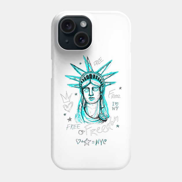 New York liberty statue Phone Case by Mako Design 