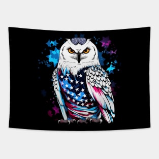 Patriotic Snowy Owl Tapestry