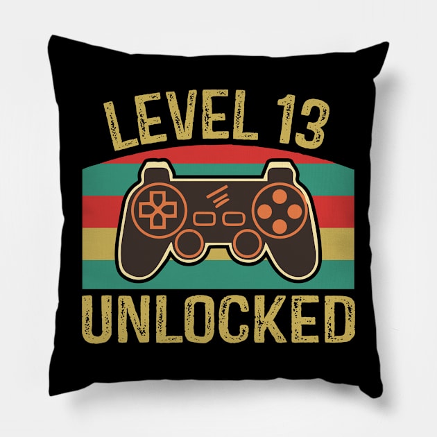 Level 13 Unlocked 13th Anniversary 13th Birthday Pillow by RW