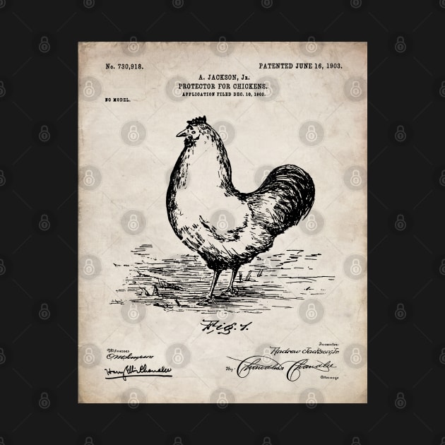 Chicken Hens Patent - Chef Cook Chicken Coop Art - Antique by patentpress