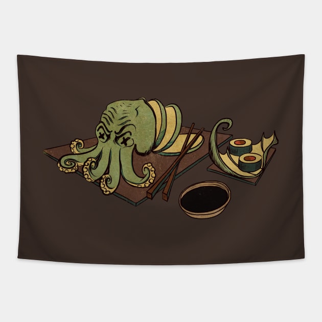 R'lyeh Sashimi Tapestry by lopescodesign