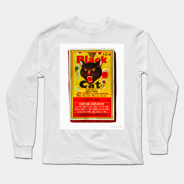 Black Cat Fireworks Vintage Long Sleeve T Shirt Teepublic