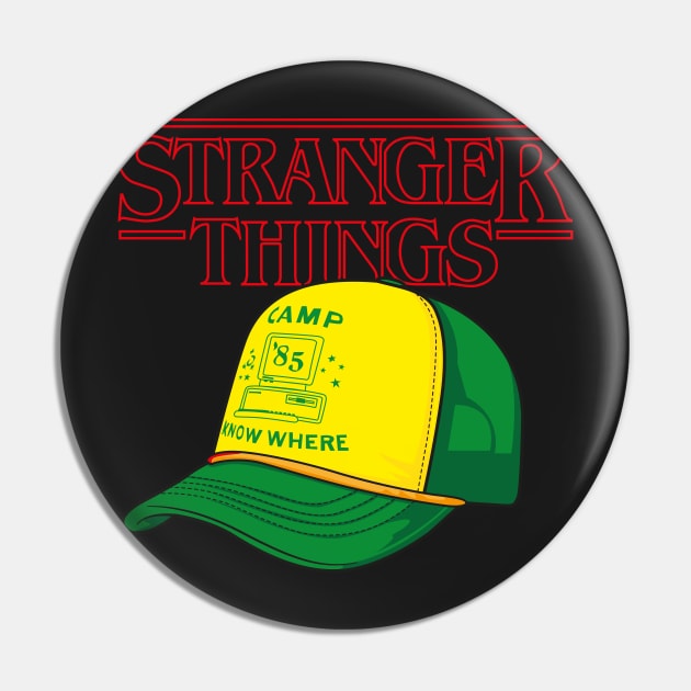 Stranger Things Dustin Camp Know Where Cap Pin by Bubsart78