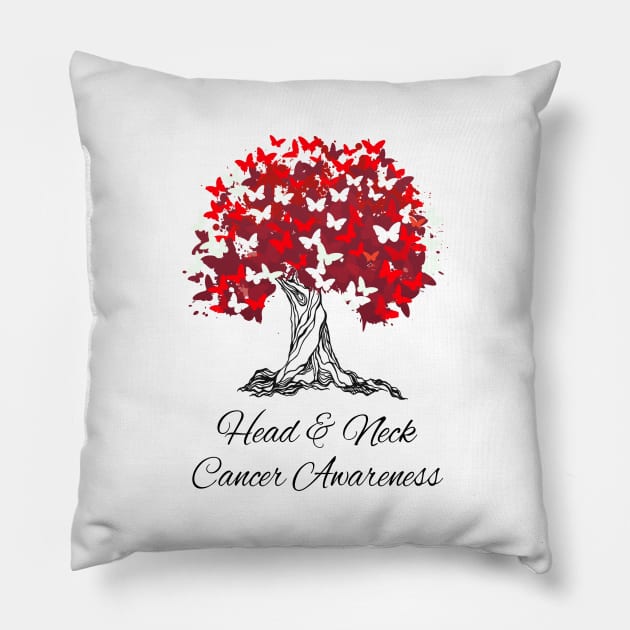 Head & Neck Cancer Awareness T-Shirt Warrior Tree Hope Gifts Pillow by MerchAndrey