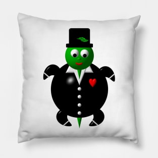 Cute Turtle Wearing a Tuxedo Pillow