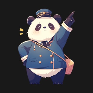 Panda As Japanese Shinkansen Conductor - Panda Bear Japanese T-Shirt