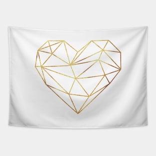 Black and Gold Geometric Heart Tapestry