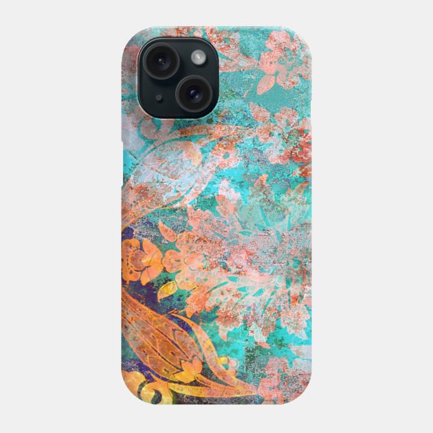Blue Textured Floral Pattern Phone Case by xenapulliam