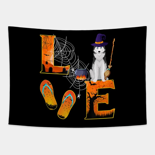 Husky Love Halloween Boo Dog Gifts husky lover Tapestry by JaydeMargulies