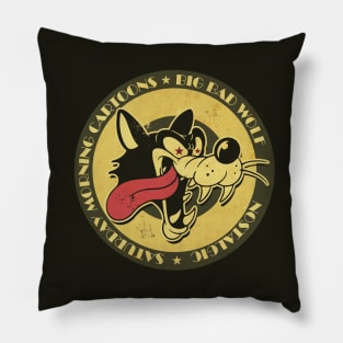 Retro Cartoon Big Wolf Pillow