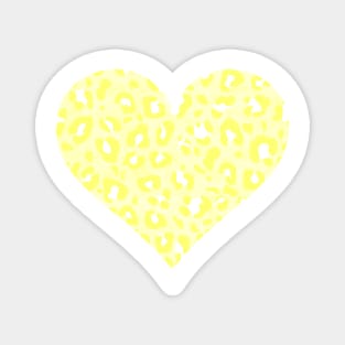 Yellow and White Leopard Print Heart Magnet
