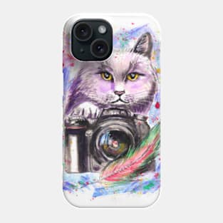 Cat in space glasses with feathers Phone Case