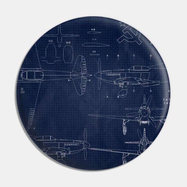 Yakovlev Yak3 URSS Blueprint Pin by Aircraft.Lover